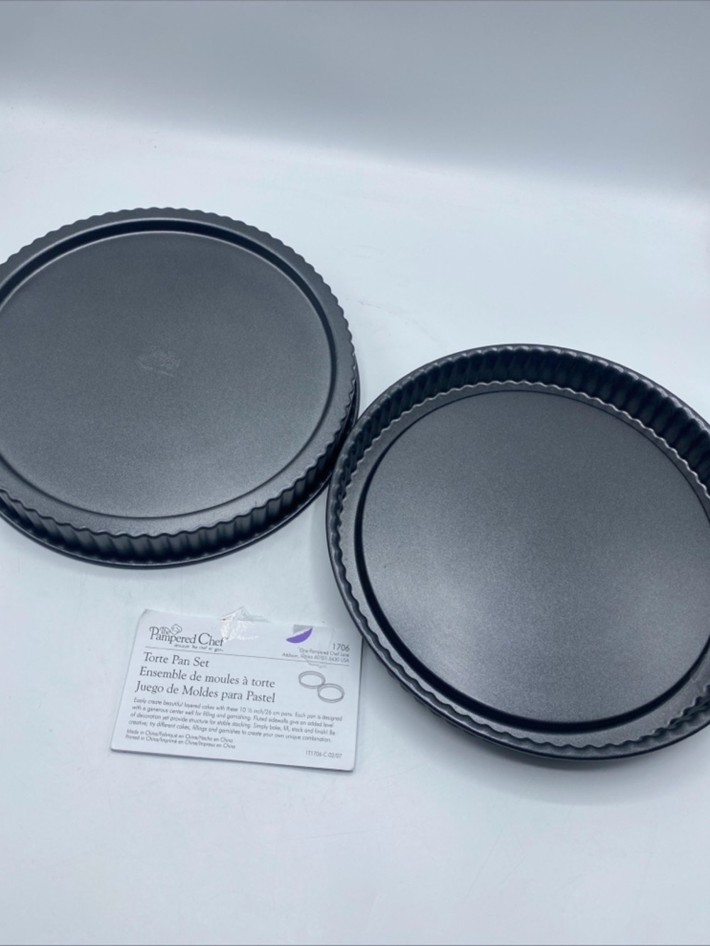 Pampered Chef Torte Pan Set 1706 10 Inch W/Fluted Sides